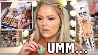 NEW IT COSMETICS BYE BYE FOUNDATION MOISTURIZER  FOUNDATION FIRST IMPRESSIONS [upl. by Aslin145]