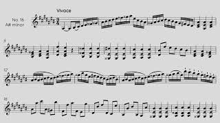 Prelude 16 in A minor for Solo Violin by Campagnoli  Score Video [upl. by Mcgrody]