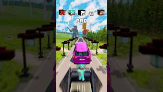 NOOB vs PRO vs HACKER vs HEROBRINE Car Jump Challenge 13 😂 🚗 shorts beamngdrive [upl. by Pacifica361]