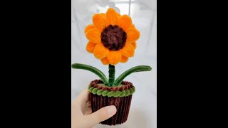 Cómo hacer girasoles con limpiapipas Ideas de manualidades con limpiapipas Flores con limpiapipas [upl. by Sillaw]