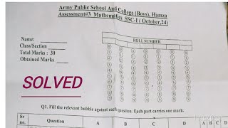 APS Mathematics class 9th Assessment Paper 2024 apsfbise [upl. by Annayhs]