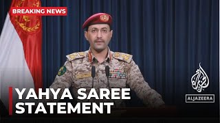 The spokesman of Yemens Houthi armed forces Yahya Saree is giving a statement [upl. by Maurene]