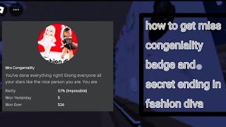 how to get miss congeniality badge and secret ending in fashion diva [upl. by Placidia]