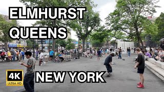 Elmhurst Broadway  Queens New York City Walking Tour  4K HDR [upl. by Lekcim85]