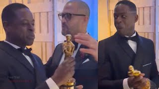 Sterling K Brown Holds Cord Jeffersons American Fiction Oscar [upl. by Farly]