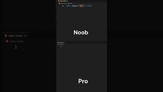 Noob vs Pro in Visual Studio Code  Creating div in HTML coding HTMLprojects programminglanguage [upl. by Ainola]