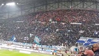 OLYMPIQUE DE MARSEILLE FANS AT VELODROME Fans On Two Stand Singing Together  28012023 [upl. by Llerrom]