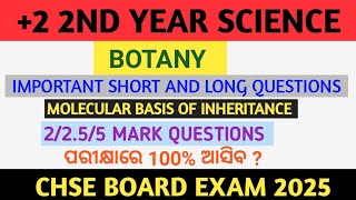 MOLECULAR BASIS OF INHERITANCE IMPORTANT SELECTIVE QUESTION BOTANY 2 2ND YEARCHSEODISHA [upl. by Greeley]