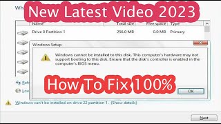 Windows Cannot Be Installed To This Disk This Computer Hardware May Not Support Booting To This Disk [upl. by Helenka]
