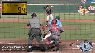 Austin Puett Prospect Video RHP Victor Valley College [upl. by Nannaihr304]