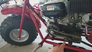 Coleman CT200 minibike modification sprocket change quotBIG SPEED GAINESquot [upl. by Ahsiet]