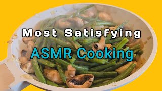 Cooking ASMR Sounds Cook with Me Satisfying Relaxing Home Cooking No Talking Veggie Beans Stirfry [upl. by Nautna]