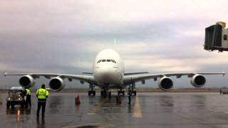 How to marshall an Emirates A380 into the gate  YYZ [upl. by Wesley]