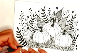 Pumpkin drawing for beginners 🔸 Zentangle 🔸Zentangleart 🔸Zentanglepattern [upl. by Adalai]