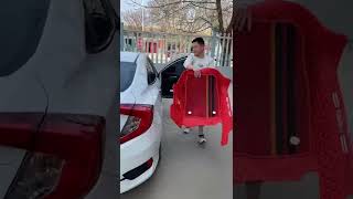 How to Install a Car Double Layer Luxury Diamond Leather floor mats for Honda Civic [upl. by Nitsirt]