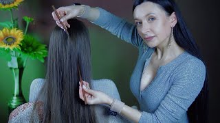 ASMR Relaxing Hair Play Brushing Real Person [upl. by Gibrian]