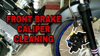 FRONT BRAKE CALIPER CLEANING MAINTENANCE  RAIDER 150 [upl. by Ecad]