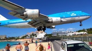 NEW Boeing 747 LOW Landing amp Jet Blast at SXM St Maarten [upl. by Iamhaj]