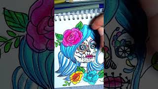 ASMR Dibujando una Catrina de Cabello Azul 💀✨ Susurros Relajantes y Arte para el Día de Muertos 🖌️🌹 [upl. by Uel]