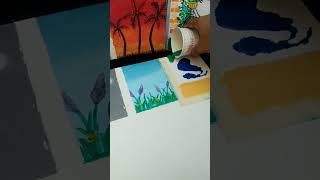 easy small canvas painting ideas beach painting  viral video  You tube shorts  Art artist [upl. by Acemahs55]