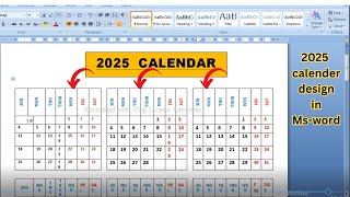 Complete 2025 calendars design tutorial in Ms word [upl. by Allenaj]