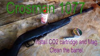 Crosman 1077 air gun  Installing CO2 cartridge and Mag Clean the barrel [upl. by Yvehc932]