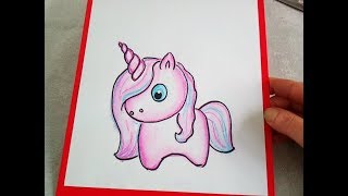 Ein Einhorn Pony malen lernen Kawaii Bilder Tutorial Zeichnen lernen für Anfänger [upl. by Alviani]