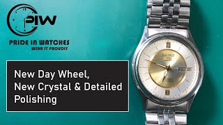 Seiko 5 Caliber 7009 Day Wheel Replacement New Crystal amp Polishing  ASMR  Watch Restoration [upl. by Entsirhc951]