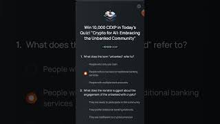 CEXIO Todays Quiz quotCrypto for All Embracing the Unbanked Communityquot  Answers  8 October [upl. by Wheaton175]