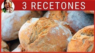 3 RECETAS DE PAN FÁCILES Y GENIALES [upl. by Ellerol124]