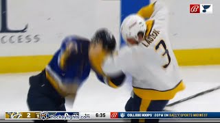 Jeremy Lauzon vs Brayden Schenn Nov 24 2023 [upl. by Eamaj]