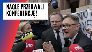 Protestujący zakłócili konferencję wiceministra spraw zagranicznych Szejna nie powiedział ANI SŁOWA [upl. by Micaela520]