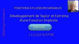 Exercice de Maths Fonctions Implicites extremums Développement dune fonction définie implicitement [upl. by Abrahams]