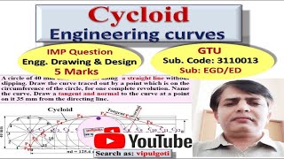 Cycloid EG32 EGD Engineering Drawing Curves Engineering Graphics Normal Tangent [upl. by Nivram]