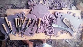 amazing design wood carving hand working design real video creativecarving woodcarving clubcarve [upl. by Aika574]