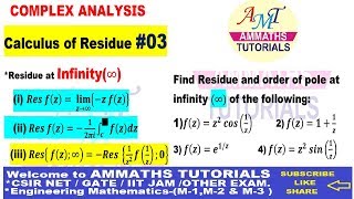 18 Calculus of Residue at infinity  Method to find calculus of Residue at infinity  Residue [upl. by Rana]