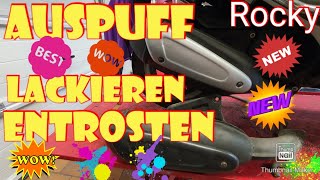 Auspuff lackieren Roller  Hitzeschutz Lack Scooter  Auspuff Aufbereiten Mofa  Rost entfernen [upl. by Ythomit638]