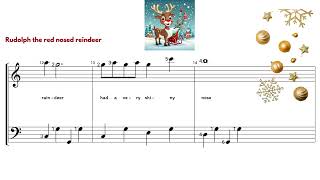 Rudolph the red nosed reindeer Easy Piano Sheet Music Play Along [upl. by Hahsia]