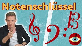 NOTENSCHLÜSSEL  das Wichtigste in 6 MINUTEN erklärt Violinschlüssel Bassschlüssel Altschlüssel [upl. by Anib]