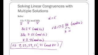 Solving Linear Congruences with Multiple Solutions [upl. by Notsirb58]