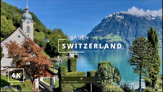 Bauen Switzerland  Beautiful village in Swiss  4K Walking Video  cheap and budget trip [upl. by Adihahs]