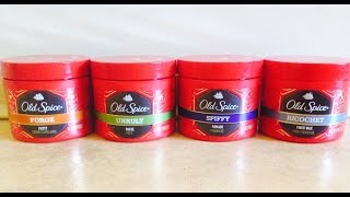 Old Spice Hair Products Review FORGE putty UNRULY paste SPIFFY pomade RICOCHET fiber wax [upl. by Oremo63]