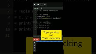 Tuple packing and Unpacking python [upl. by Aihsenrad]