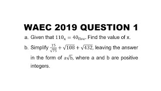 WAEC 2019 Mathematics Theory Question 1 [upl. by Soren285]