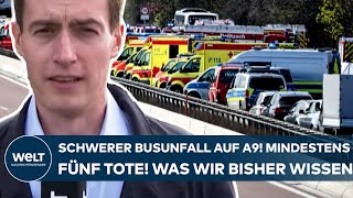 LEIPZIG Schwerer Busunfall auf der A9 Mindestens fünf Tote  viele Verletze Was wir bisher wissen [upl. by Weiner]