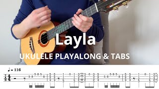 Layla Riff on Ukulele  Play Along amp TABS [upl. by Sharity]