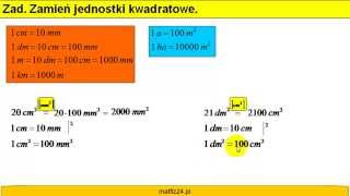 Zamiana jednostek kwadratowych  Matfiz24pl [upl. by Eirek895]