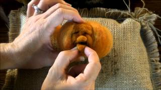 Needle Felted Pumpkin Tutorial 2 The Face by Sarafina Fiber Art [upl. by Prue]