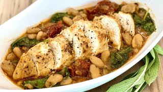 Tuscan Chicken and Cannellini Bean Stew  Easy OnePot Meal [upl. by Nyliuqcaj]