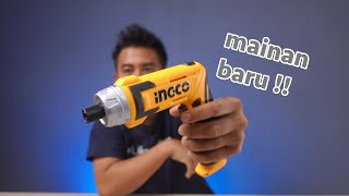 obeng cordless unik dari ingco  INGCO CSDLI0802 CORDLESS SCREWDRIVER 8V 2MODE [upl. by Tuddor]